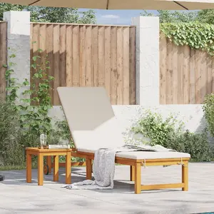 Sun Lounger with Stool VidaXL – Solid Acacia Wood, Outdoor Garden Recliner