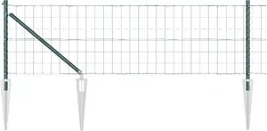 Fence panel VidaXL Euro with 13 pointed posts 0.4x25 m galvanized steel green