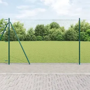 Hexagonāla zaļa sēta vidaXL 1,6 x 25 m tērauda ar 13 cinkotiem stabiem 32 mm 88,5 cm