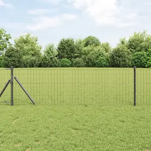 Ограждение с столбами VidaXL стальное 0,8 x 10 м серое (3350371)