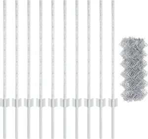 VidaXL Сетка-ограждение с 10 U-стойками Серебристая 0.8 x 10 м Сталь