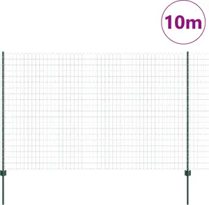 VidaXL стальной еврозабор с 5 U-стойками, зелёный, 1,6 x 10 м