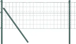 Секция забора VidaXL Euro с 7 столбами 0,8 x 10 м оцинкованная сталь зелёная