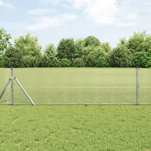 Metināta stieples žogs ar 13 stabiem VidaXL modelis 3351598 Cinkots tērauds 0,6 x 25 m