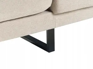 Three-seater sofa Beliani IKAST in beige, upholstered seating for 3 people, fabric upholstery, fixed back and seat