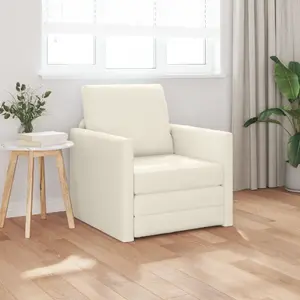 Диван-кровать VidaXL модель 4106620, кремовый велюр, 74×77×81 см, 2-в-1 трансформируемый