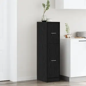 Аптечный шкаф VidaXL модель 869002, черный дуб, 30×41×118 см, металлический каркас, стеклянная дверь