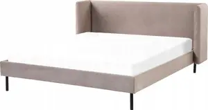 Кровать Beliani ARETTE с велюровой обивкой 160 x 200 см бежево-серая