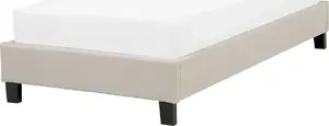 Тканевая кровать Beliani ROANNE без изголовья, односпальная 90 x 200 см, бежевый