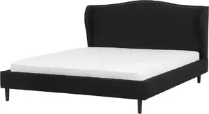 Обитая кровать Beliani COLMAR 180 x 200 см черная — двуспальная кровать с мягкой обивкой