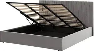 Кровать с ящиком Beliani VION 180 x 200 см серый велюр