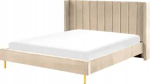 Кровать Beliani VILLETTE с велюровой обивкой 180 x 200 см бежевый