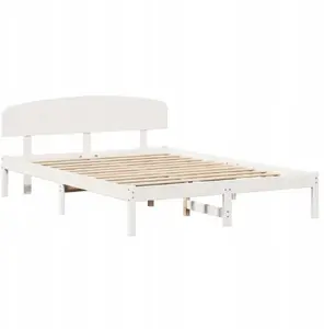 Каркас кровати с изголовьем VidaXL 160x200 см белая сосна массив