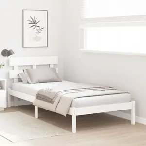 Каркас кровати vidaXL с изголовьем белый 100x200 см из массива сосны