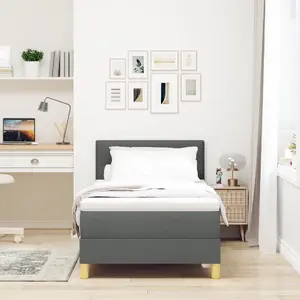 Кровать Box Spring с матрасом и LED VidaXL — модель 3342395, ткань, тёмно‑серый, 80x200 см