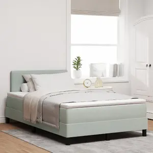 Кровать Box Spring с матрасом и LED-подсветкой VidaXL 120x200 см бархатный серый