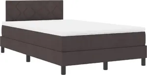 Кровать с ящиком и пружинным матрасом VidaXL 120x190 см Ткань темно-коричневая с LED