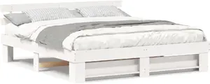 Каркас кровати с изголовьем VidaXL 180 x 200 см Белый массив сосны