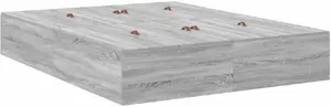 Кровать с местом для хранения VidaXL Lumarko 160x200 см Серый Сонома — мягкая обивка, отделение для белья