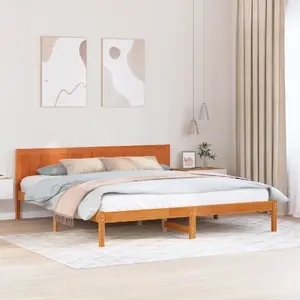 Каркас кровати vidaXL из массива дерева, вощеный коричневый
