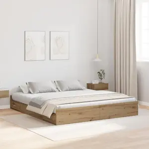 Каркас кровати с местом для хранения и ящиком VidaXL модель 3335276, цвет Дуб Артизан