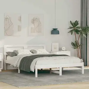 Каркас кровати vidaXL Белый 135 x 190 см Массив сосны
