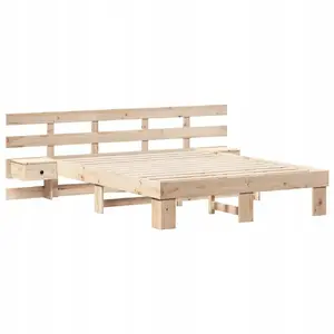 Каркас кровати VidaXL с ящиком 150 x 200 см коричневый из массива сосны