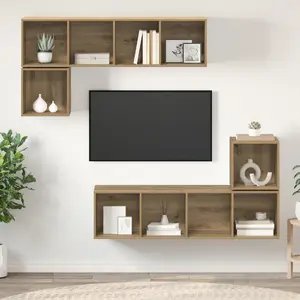 VidaXL TV skapīšu komplekts 3393128, 4 daļas, ozola artisan apdare