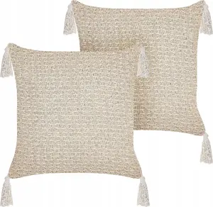 Cushion set Beliani HAKONE — 2-pack polyester cushions, light beige