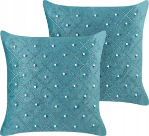 Decorative velour cushion set Beliani YARROW — 2 cushions, azure