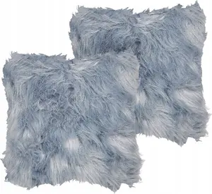 Decorative cushions Beliani LUBHA set of 2, faux fur, 42 x 42 cm, blue