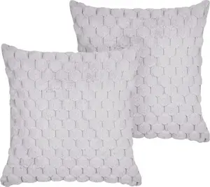 Decorative fur cushions Beliani PURSLANE set of 2, grey, 43 x 43 cm