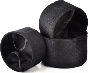 Set of 3 Affek Design SARA BLACK storage baskets L30×h18cm M27×h16cm S24×h14cm