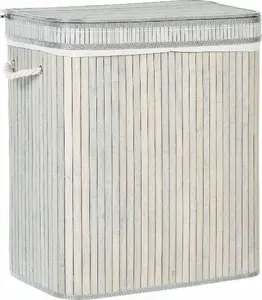 Beliani KALTHOTA Bamboo Storage Basket with Lid Grey