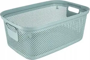 Laundry Basket Keeeper Bosse Nordic Blue, Plastic Laundry Hamper 30 L, Ventilated