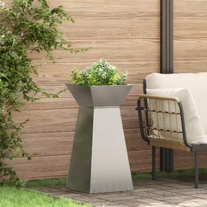 Metal Flower Pot VidaXL model 873849, galvanized steel, 35×35×73 cm