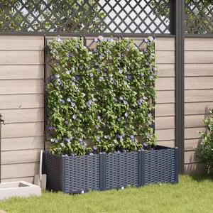 VidaXL garden planter with trellis set of 3, grey, model 42002863 (for climbing plants)