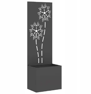 Flower planter VidaXL model 876434 with decorative panel, black, 50 x 140 cm