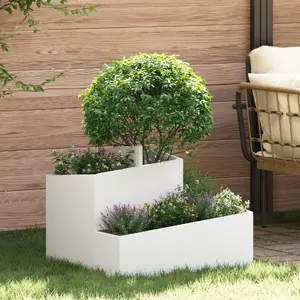 Flower pot VidaXL model 873572 — plastic white, medium size, decorative inserts