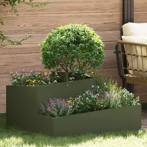 Puķu pods VidaXL 80x80x50 cm auksti velmēta tērauda olīvu tonis