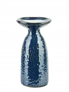 affek design YARINE BLUE candle holder model HTTS1945, ceramic glazed, for pillar or votive candles