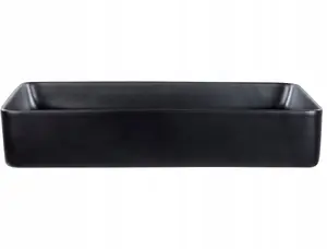 Countertop Washbasin Beliani ULUA 61 x 35 cm Black, Above-counter Ceramic Sink