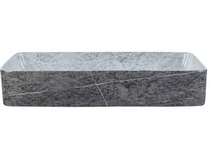 Countertop Ceramic Sink Beliani ARTAJ with Granite Effect, 61 x 35 cm, Grey
