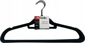 Velour Hangers Set 5 pcs Black Feniks WR (model F) - non-slip velour clothes hangers