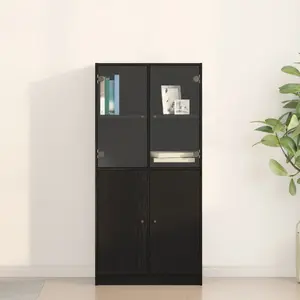 Высокий шкаф с дверцами VidaXL 68x37x142 см Черный дуб — шкаф для хранения