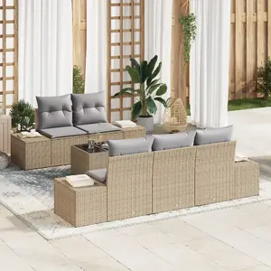 Outdoor Sofa Set VidaXL 6-piece with Beige Cushions, model 3355609
