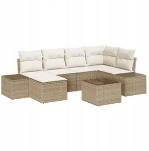 Набор уличной мебели VidaXL 7 предметов коричневый полиротанг с подушками, модель 3355810