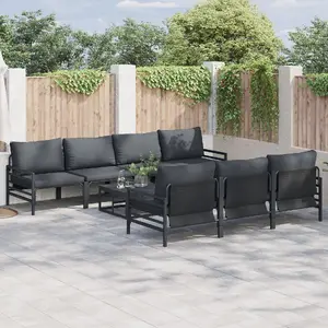 Āra dīvānu komplekts VidaXL 8 gab. antracīta ar spilveniem - modelis 3378957