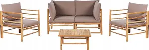 Garden dining set Beliani CERRETO bamboo 4-person beige-gray, seating for 4