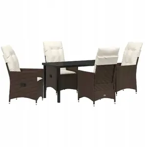 VidaXL 5-Piece Garden Dining Set, Brown Poly Rattan